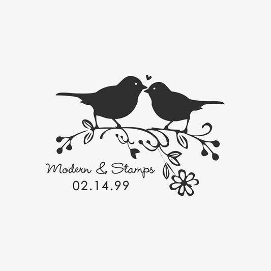 Custom Wedding Love Birds Stamp