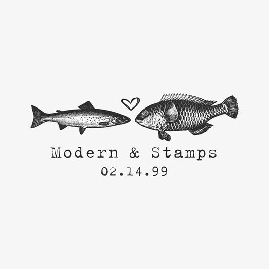 Custom Wedding Love Fish Stamp