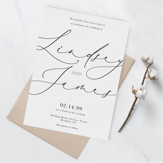 Calligraphy Wedding Invitation Stamp