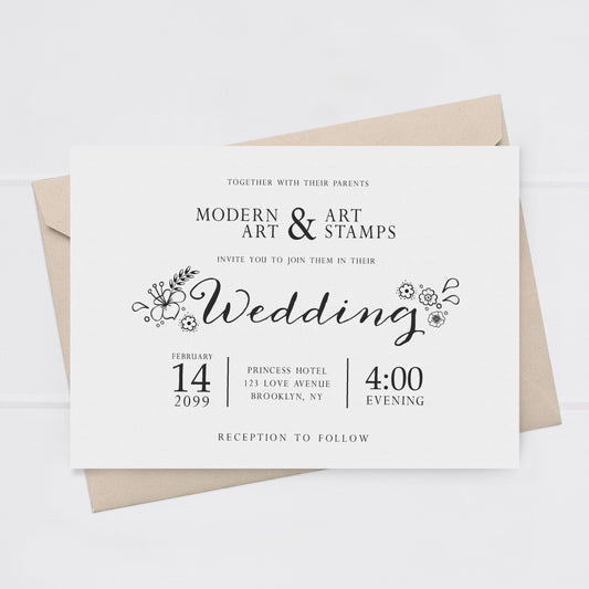 Floral Wedding Invitation Stamp
