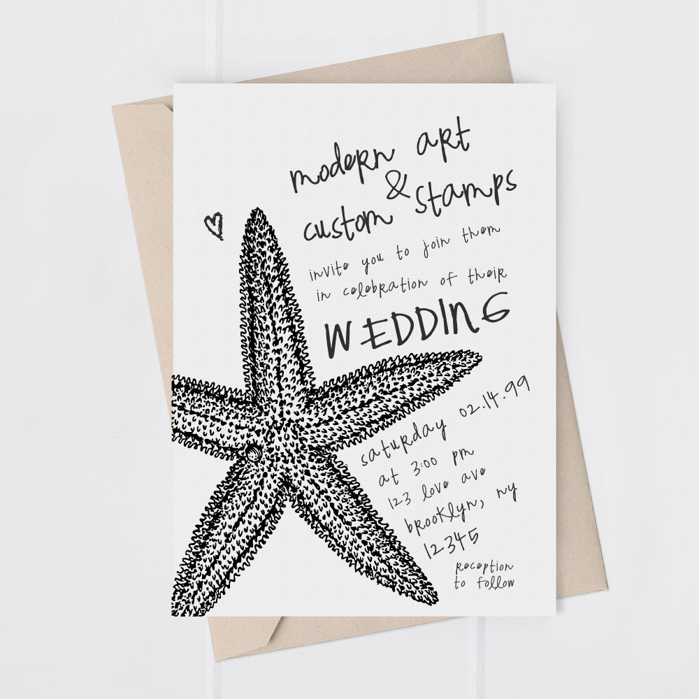 Beach Wedding Invitation Stamp